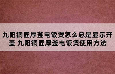 九阳铜匠厚釜电饭煲怎么总是显示开盖 九阳铜匠厚釜电饭煲使用方法